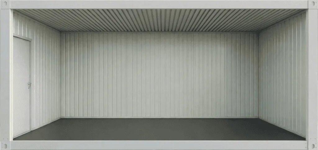 Maison container en kit 6×3m – intérieur brut sans aménagement professionnel