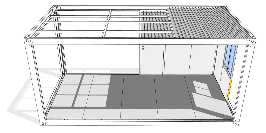 Vue assemblée de la maison container en kit 6×3m